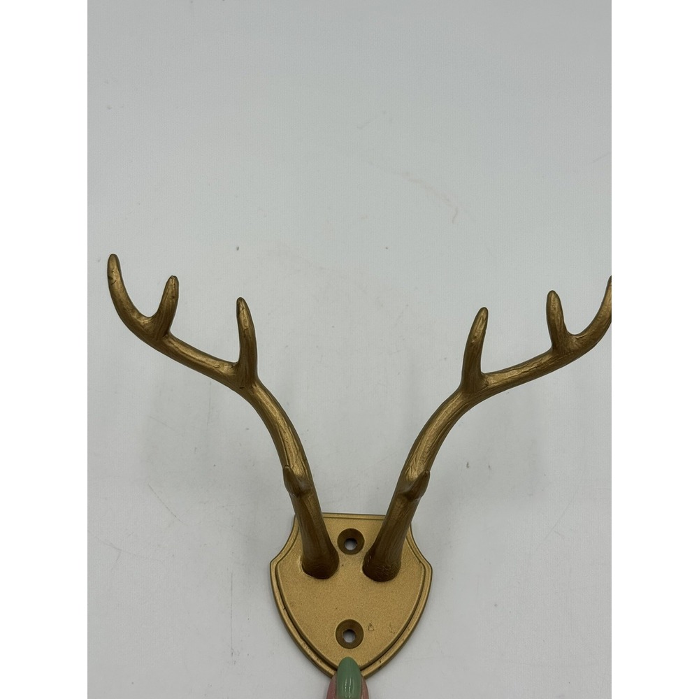 Golden Antler Multi-Hook Rack, Deer Horn Coat Stand, Rustic Lodge Hook